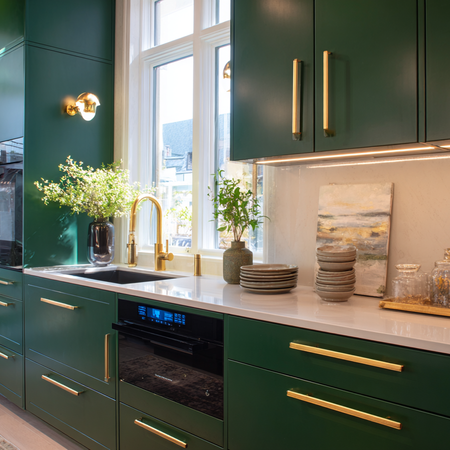 AI Picture forest green kitchen